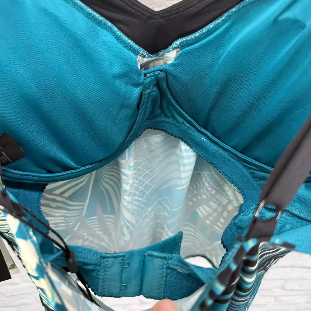 Coco Reef V-Neck Tankini Swim Top Bra Size 34E Endless Summer Palm Turquoise New - Picture 6 of 7